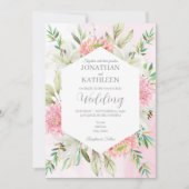 Peach Watercolor Floral Wedding Invitation (Devant)