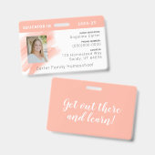 Peach Watercolor Homeschool Educator ID Badge (Avant & arrière)