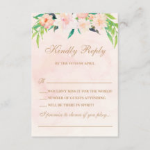 Peach Waterverf and Floral Wedding RSVP