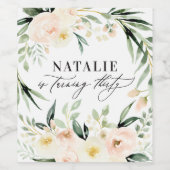 Peach waterverf floral 30th verjaardagsfeest wijn etiket (Enkel label)