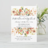 PEACH WATERVERF FLORAL EASTER BRUNCH & EGG HUNT KAART (Staand voorkant)