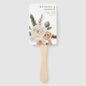 Peach Waterverf Floral Wedding Programme Fans Handwaaier (Voorkant)
