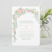 Peach Waterverf Flower Wedding Invitation Kaart (Staand voorkant)
