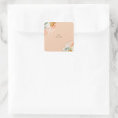 Peach waterverf pastel vierkante sticker (Tas)