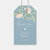 Peach Waterverf Roos Dusty Blue Weddenschap Bedank Cadeaulabel (Voorkant)