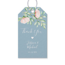 Peach Waterverf Roos Dusty Blue Weddenschap Bedank