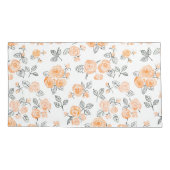 Peach waterverf rozen patroon kussensloop (Achterkant-Links)