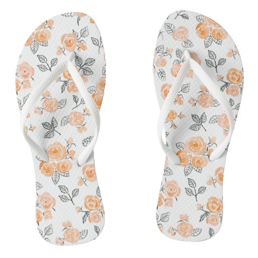 Peach waterverf rozen patroon teenslippers (Voetbed)