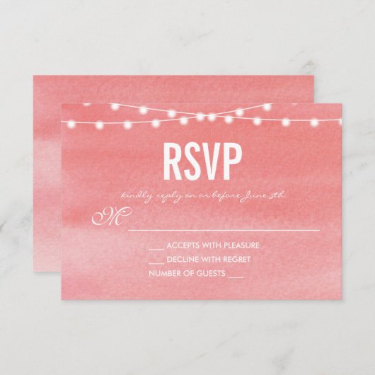 Peach Waterverf String Lights RSVP (Voorkant / Achterkant)