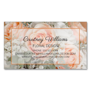 Peach Wedding Bouquet Floral Design Magnetisch Visitekaartje