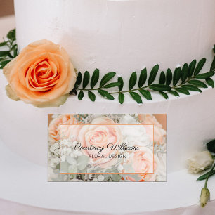 Peach Wedding Bouquet Floral Design Visitekaartje