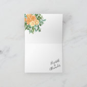 Peach Wedding Classic Floral Rozen Bedankkaart (Binnen)