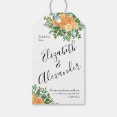 Peach Wedding Classic Floral Rozen Cadeaulabel (Voorkant)