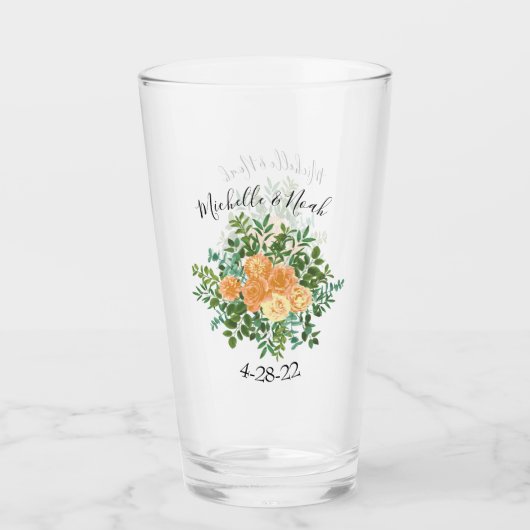 Peach Wedding Classic Floral Rozen Glas (Voorkant)