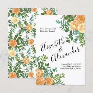 Peach Wedding Classic Floral Rozen Kaart