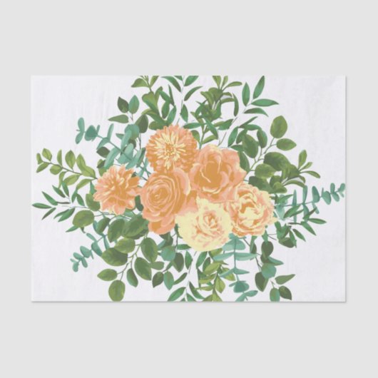 Peach Wedding Classic Floral Rozen Tissuepapier (Voorkant)