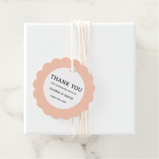 Peach Wedding Favor Labels (In situ)