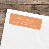 Peach Wedding Monogram Floral Script Etiket