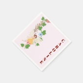 Peach Whimsical Fairy Floral Vines Custom Text Servet (Hoek)