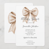 Peach White Bow Baby shower Kaart (Voorkant / Achterkant)