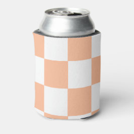 Peach White Checkerboard Retro Classic Cheques Blikjeskoeler
