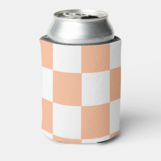 Peach White Checkerboard Retro Classic Cheques Blikjeskoeler (Blikje Achterkant)