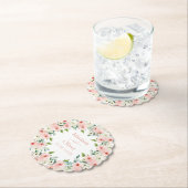 Peach White Floral Wedding Kartonnen Onderzetters (Insitu)