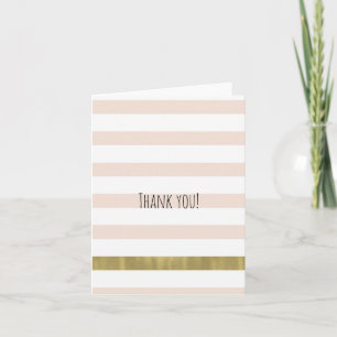 Peach White Gold Stripes Dank u wel Bedankkaart