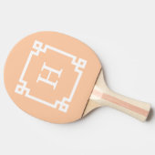 Peach White Greek Key Lijst #2 Initiaal Monogram Tafeltennisbatje (Zijkant)