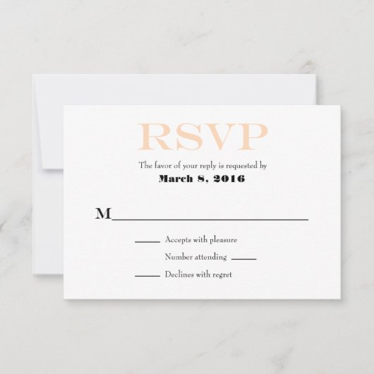Peach White Plain Simple Weddenschap RSVP-kaarten RSVP Kaartje (Voorkant)