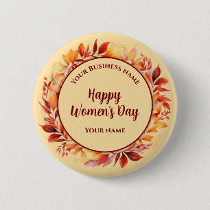 Peach Wild floral Aangepaste bedrijfsnaam Vrouwend Ronde Button 5,7 Cm