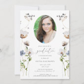 Peach Wildflower Calligraphy Afstuderen Invitation Kaart (Voorkant)