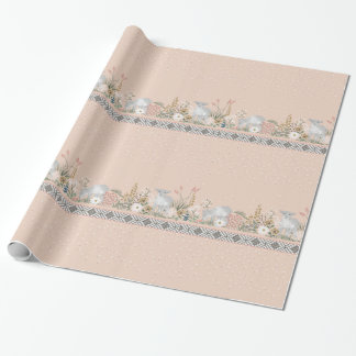 Peach Woodland Lamb Wrapping Paper Cadeaupapier