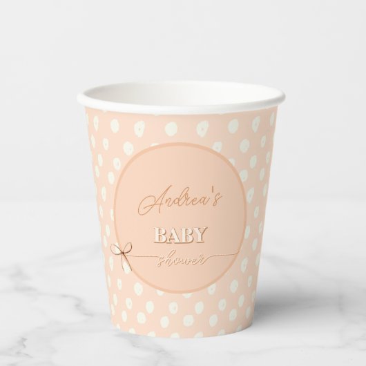 Peach-y Shoe String Baby shower Papieren Bekers (Voorkant)