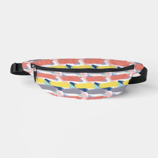 Peach Yellow Grey Paint Strot Motif Fanny Pack (Recto)