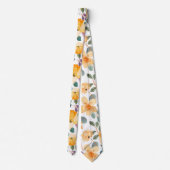 Peach Yellow Modern  Floral Pattern Stropdas (Achterkant)