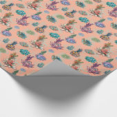 *~* Peach zalmon Blue Green Succulent Pattern Cadeaupapier (Hoek)