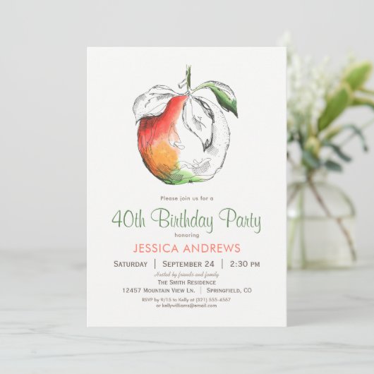 Peaches Anniversaire Fête Invitation (Debout devant)