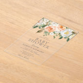 Peaches & Cream Floral Spring Summer Baby shower Acryl Uitnodigingen (Laagn)