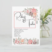 Peaches & Cream foto bruiloft uitnodiging paar (Staand voorkant)