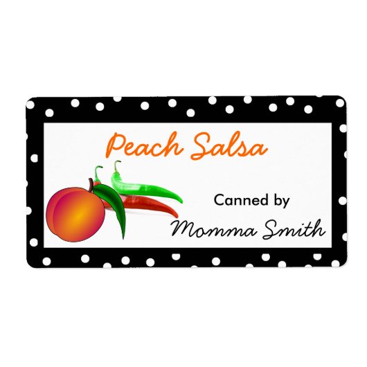 Peaches et Chilis Custom Canning Étiquettes (Devant)