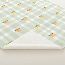 Peaches et sauge vert plaid sherpa jeter la couver