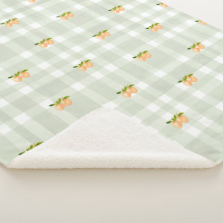 Peaches et sauge vert plaid sherpa jeter la couver