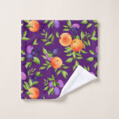 Peaches Plums Purple Cute Fruit Motif botanique (Gant de toilette)