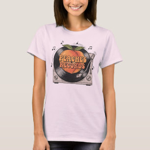 Peaches Records Retro Vinyl Muziek Illustratie T-shirt
