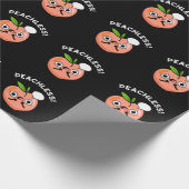 Peachless Grappige Fruit Peach Pun Dark BG Cadeaupapier (Hoek)