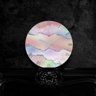 Peachy Agaat zachte pastel Waterverf Ombre Ronde Klok