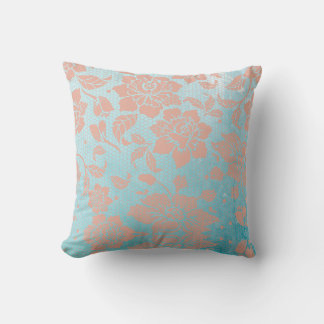 Peachy Bloemen Kant & Blauwgroen Kussen