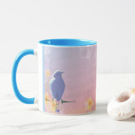 Peachy Blue Bird: Vogels en perenbloemen Mok
