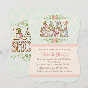 Peachy Chic, Country Baby shower Invitation Kaart